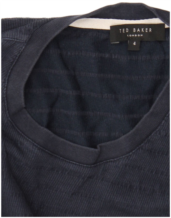 Ted Baker Herre T-Shirt Top Størrelse 4 Large Marineblå Bomuld
