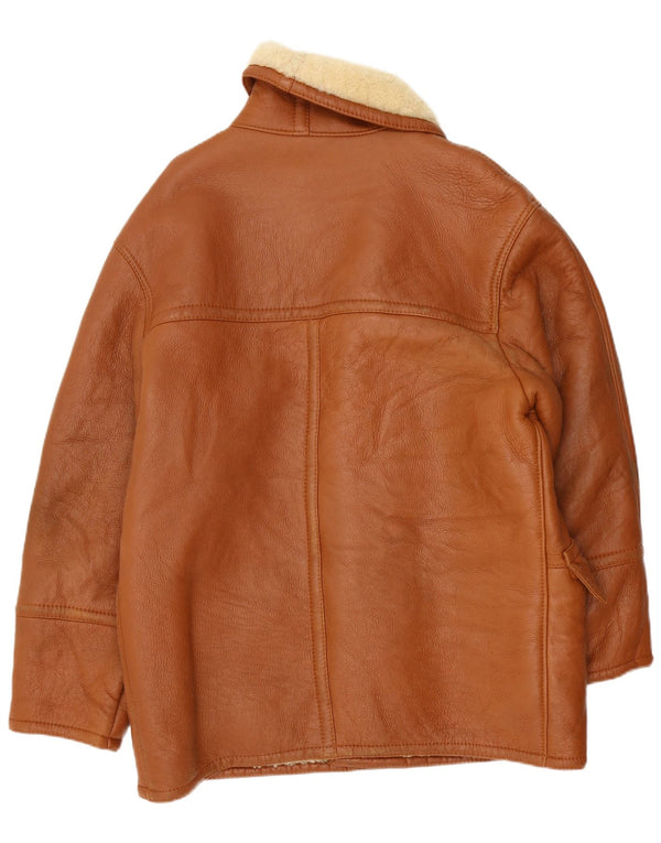 Vintage Herre Double Breasted Shearling Jacket IT 54 2XL Brun