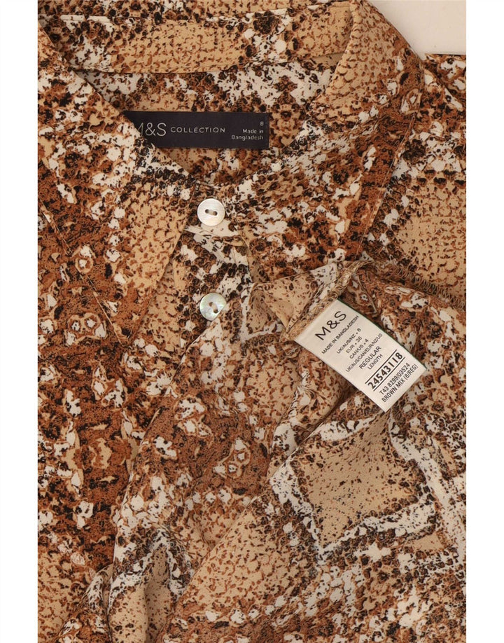 Marks & Spencer Dameskjortebluse UK 8 Small Brown Animal Print Polyester