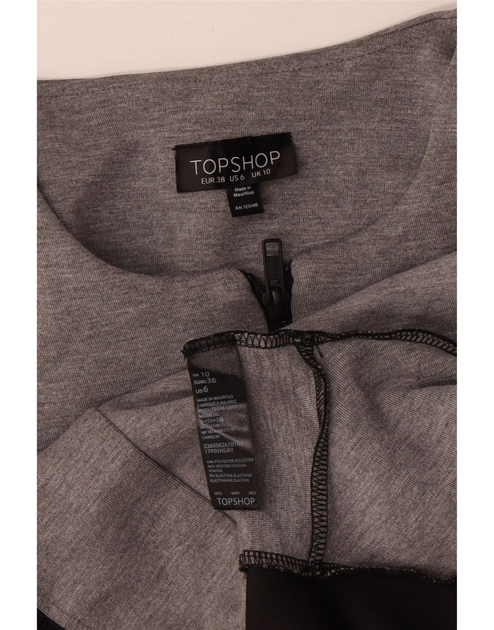 Topshop Dame Full Zip Blazer Jacket UK 10 Small Grey Colourblock