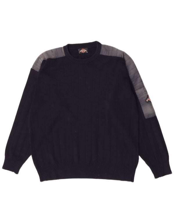 Vintage Herre Yachting Crew Neck Jumper Sweater Medium Navy Blue Uld