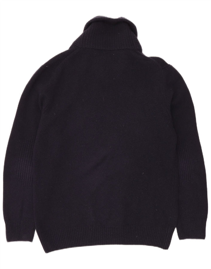 Lyle & Scott Herre Shawl Neck Jumper Sweater Large Navy Blue Uld