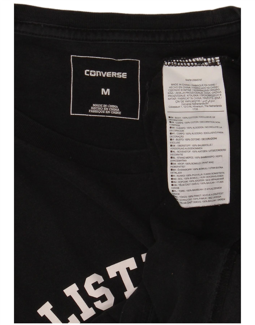 CONVERSE Herre grafisk T-shirt Top Medium Marineblå Bomuld