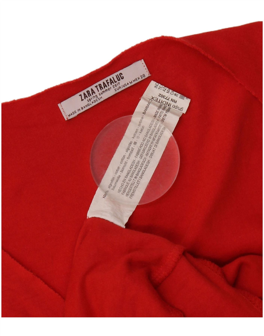 Zara Dame Trafaluc Shift Dress UK 14 Medium Rød Bomuld