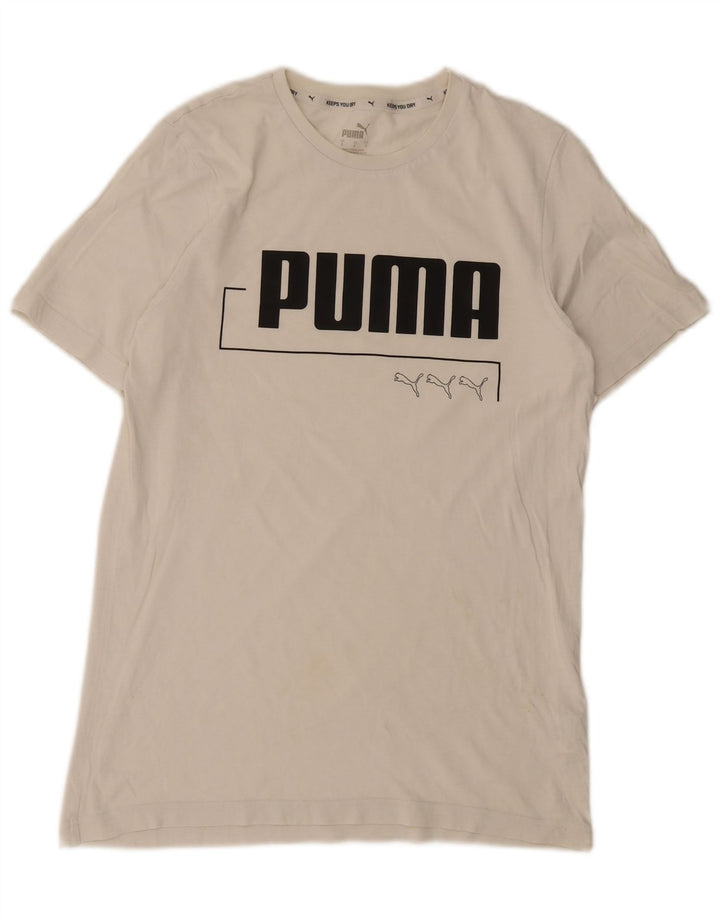 Puma Herre Grafisk T-Shirt Top Lille Hvid Bomuld