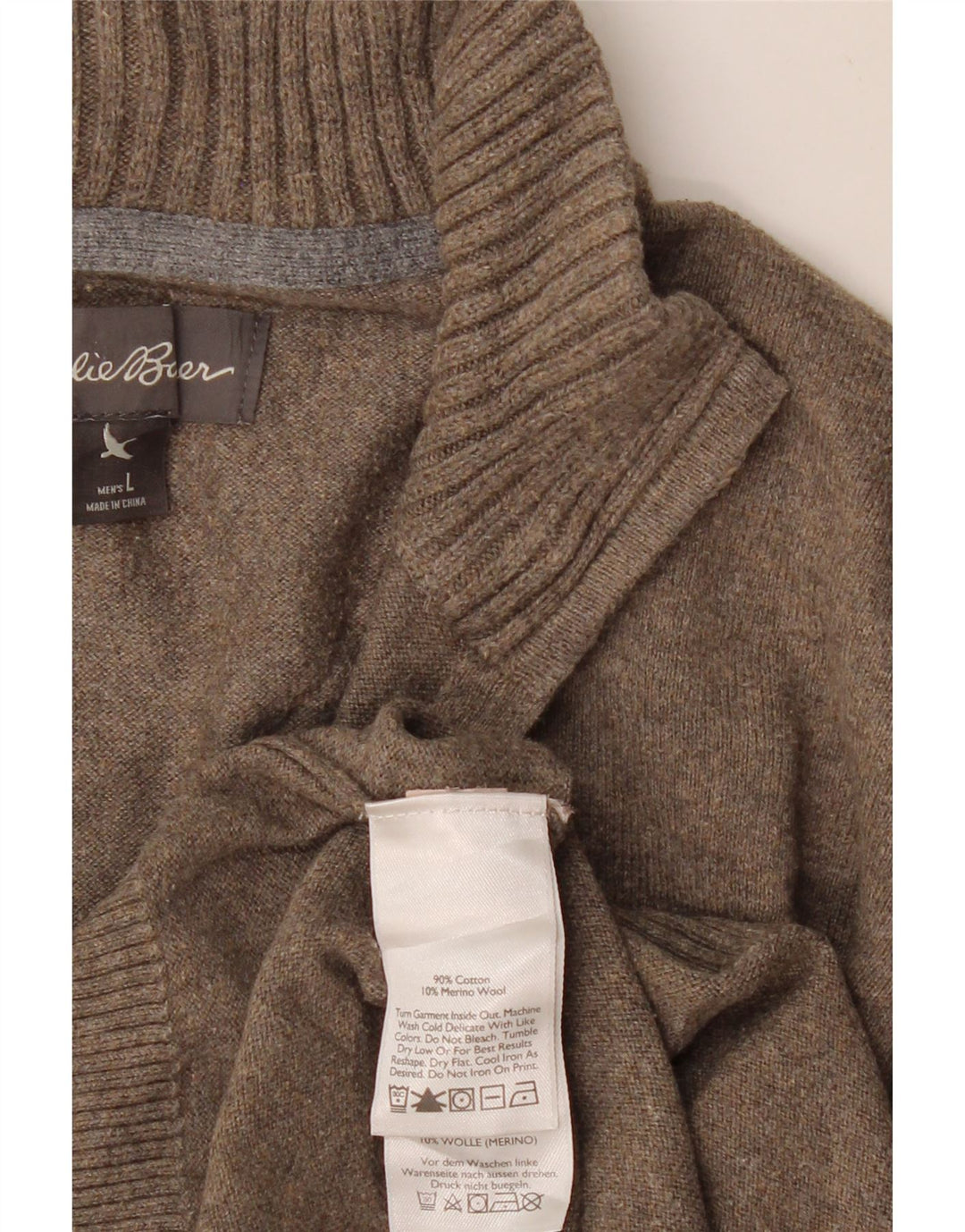 EDDIE BAUER Sweater med lynlås til mænd Stor brun bomuld