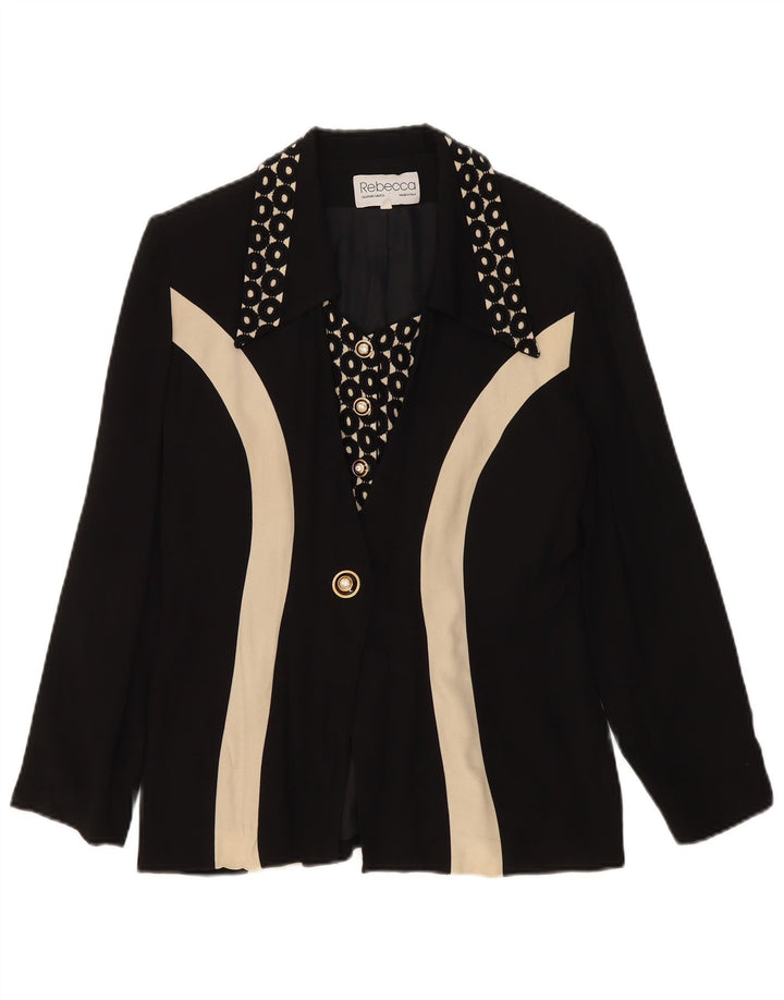 Rebecca Dame 1-knaps blazerjakke IT 42 Medium Sort Colourblock