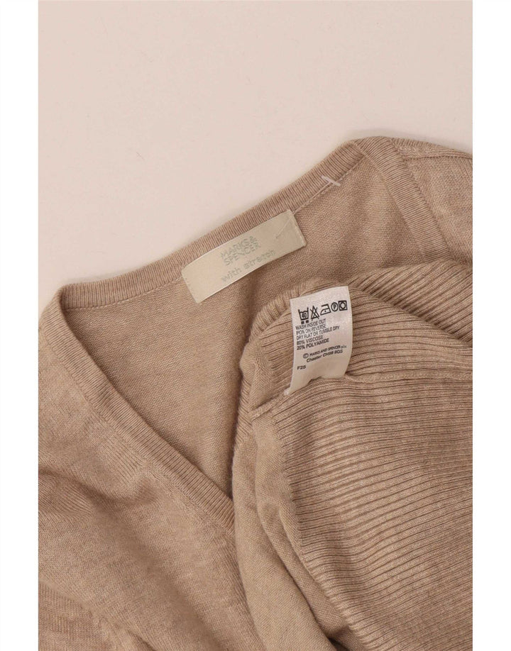 Marks & Spencer dame cardigan sweater med 3/4 ærmer UK 12 Medium Beige