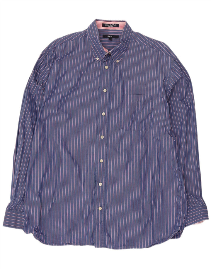 Gant herre Regular Fit skjorte XL blå nålestribet bomuld