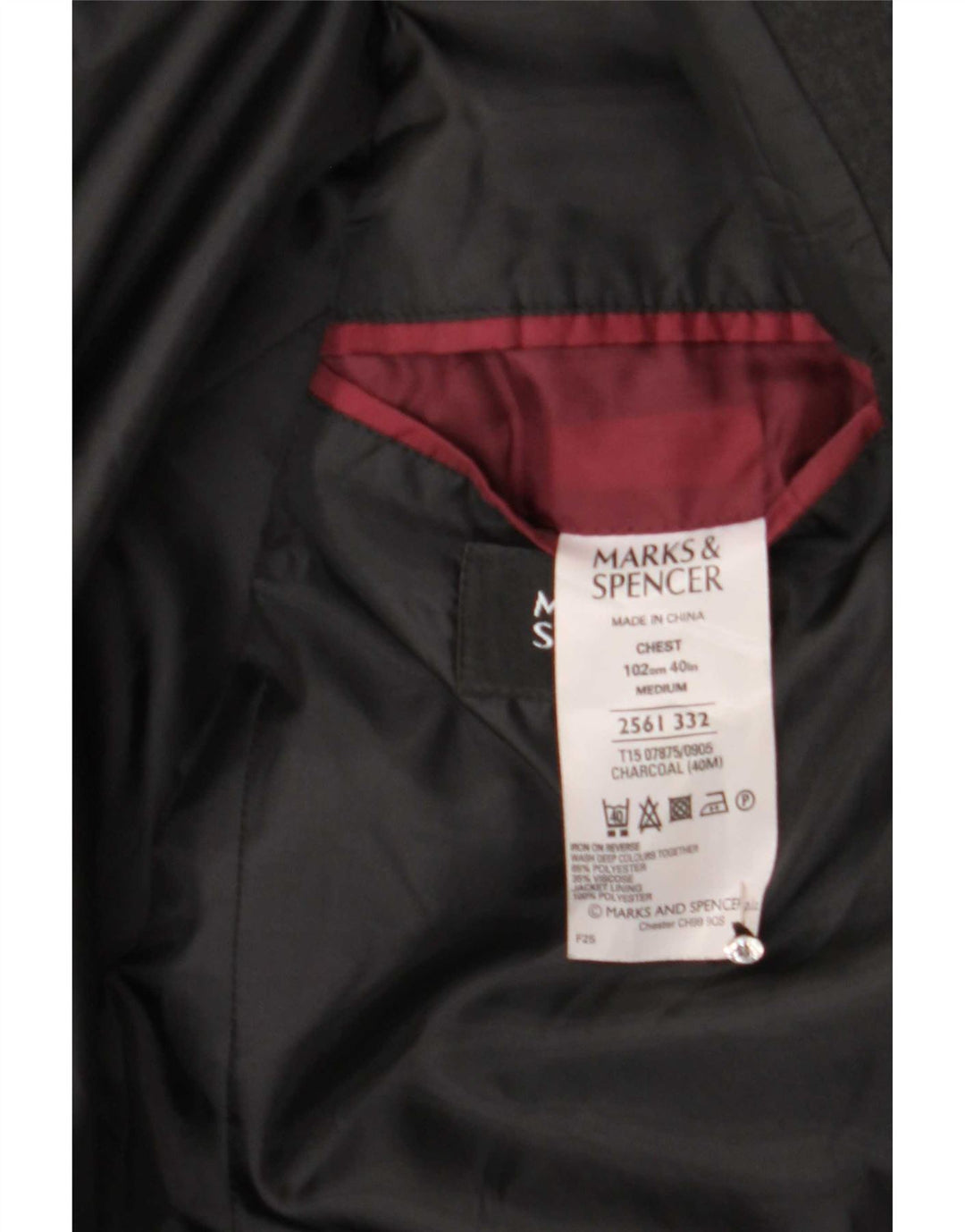 Marks & Spencer Herre 2-knaps blazerjakke UK 40 Medium Sort Polyester