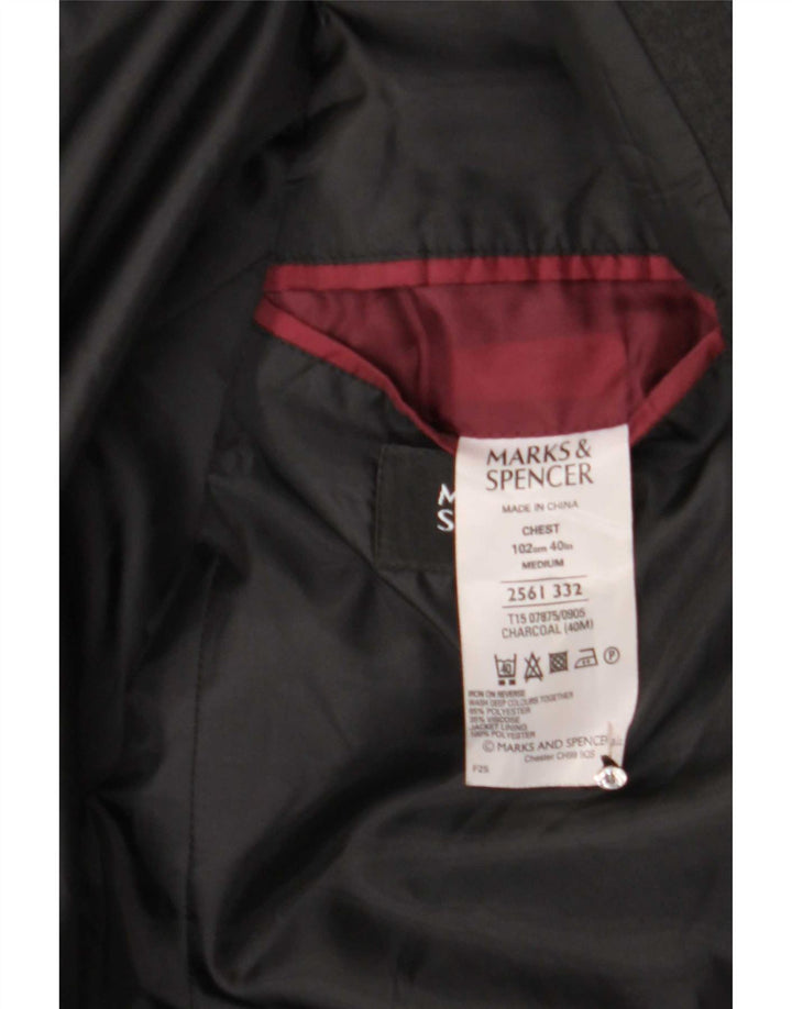 Marks & Spencer Herre 2-knaps blazerjakke UK 40 Medium Sort Polyester