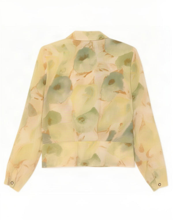 Vintage kvinders abstrakt mønster langærmet bluse IT 44 Medium Green