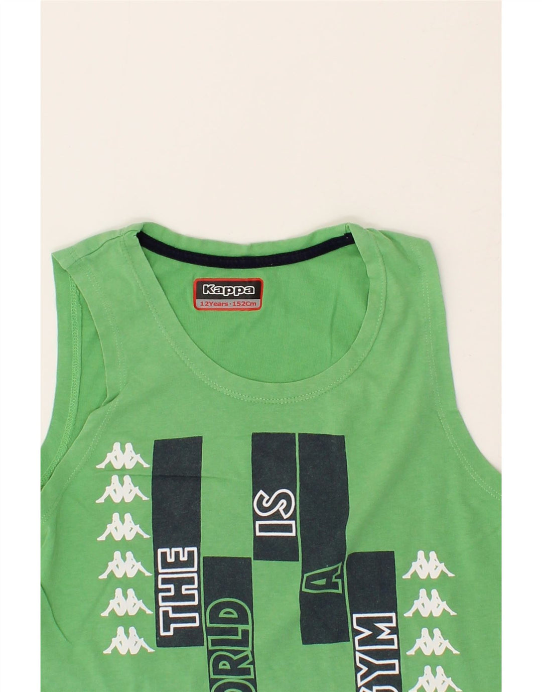 KAPPA Boys Graphic Vest Top 11-12 Years Green Cotton Vintage Kappa and Second-Hand Kappa from Messina Hembry 