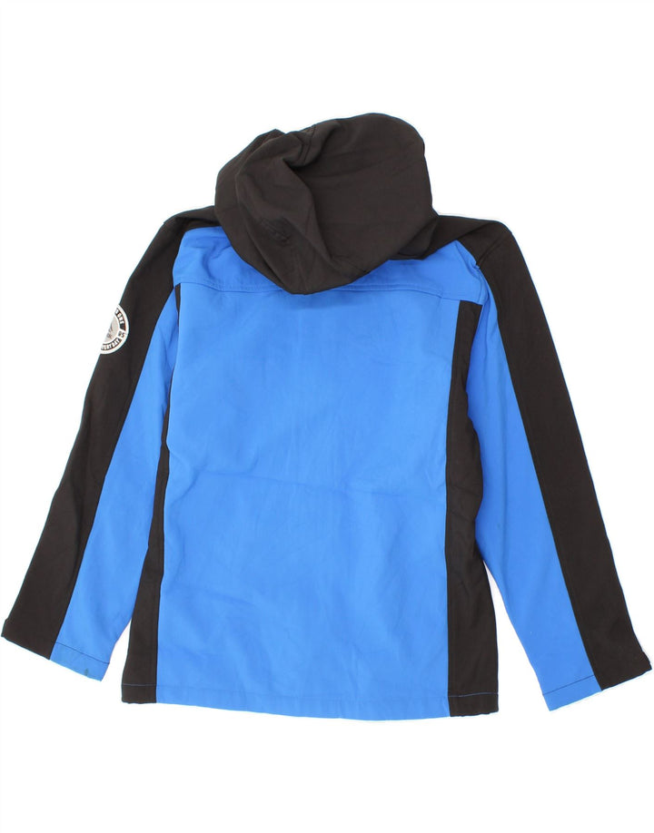 REEBOK Boys Hooded Windbreaker Jacket 10-11 Years Medium Blue Colourblock Vintage Reebok and Second-Hand Reebok from Messina Hembry 