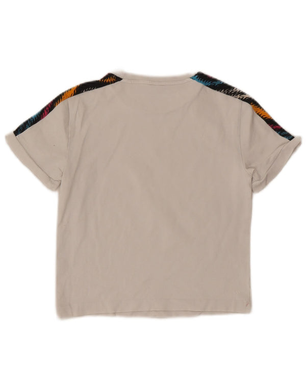 Puma Womens Crop Grafisk T-Shirt Top UK 8 Small White Colourblock