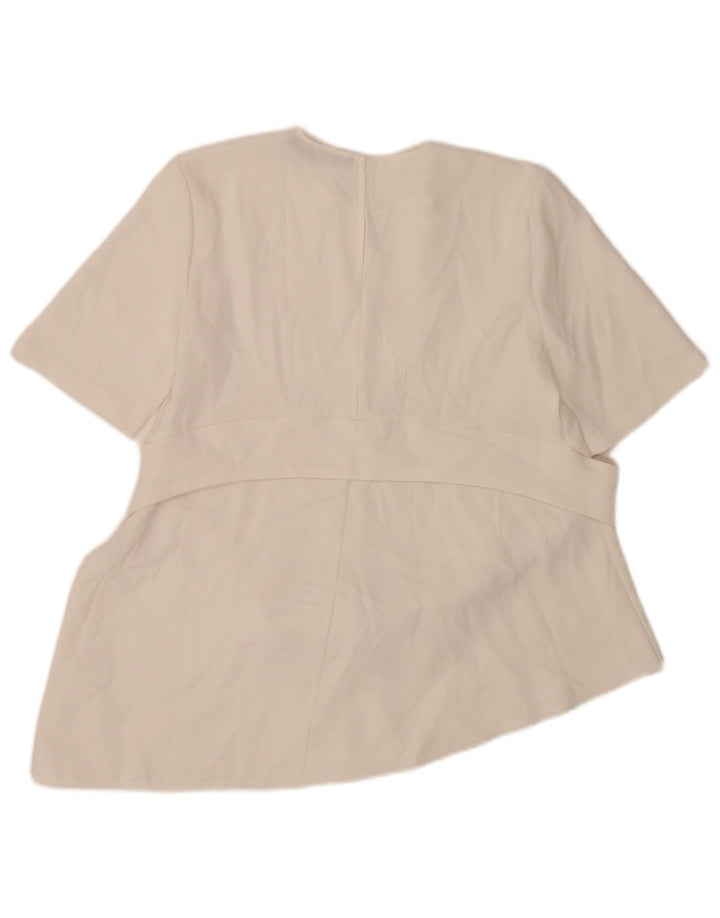 Zara Dame Asymmetrisk Bluse Top UK 12 Medium White Polyester