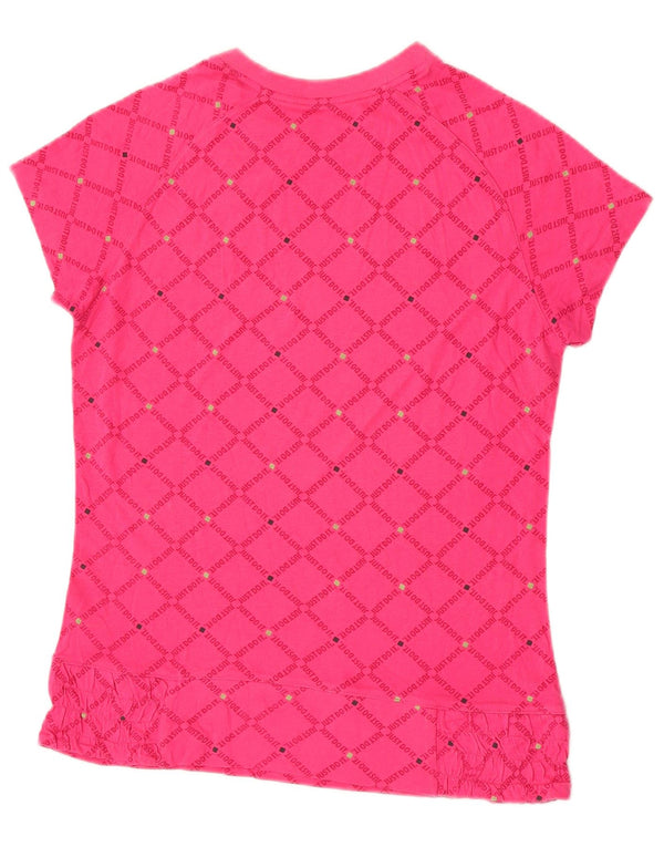 Nike piger grafisk t-shirt top 13-14 år XL Pink geometrisk bomuld