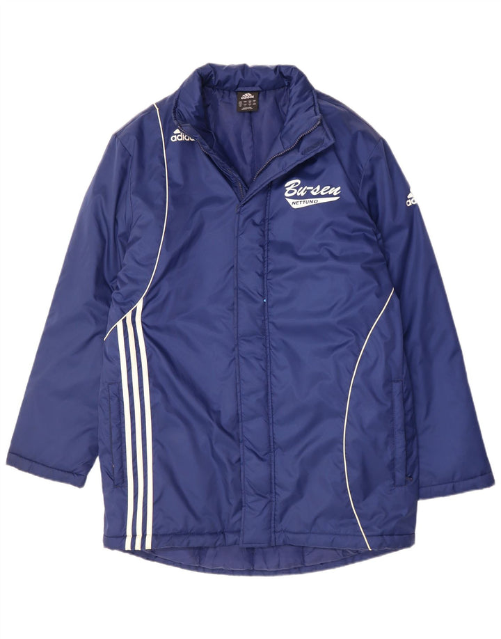 Adidas Herre Grafisk Windbreaker Jacket UK 38/40 Medium Blue Polyester