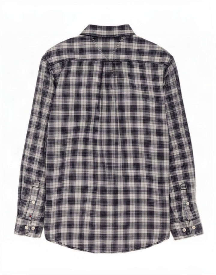 Tommy Hilfiger Herre flannelskjorte Stor marineblå ternet bomuld