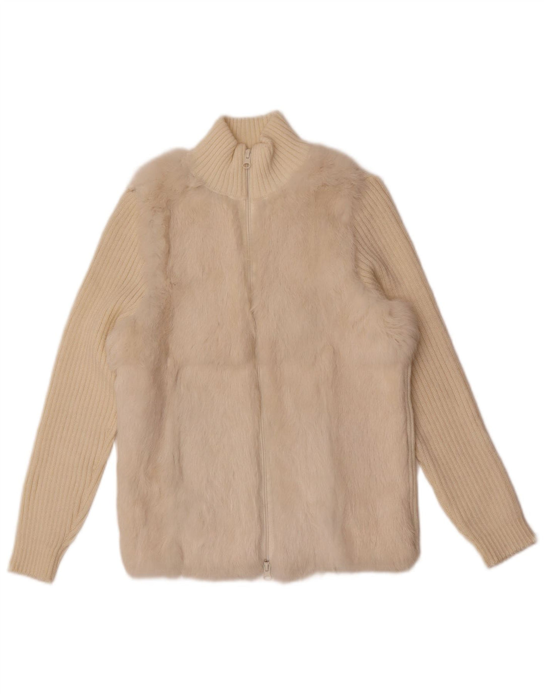 Zara Dame Cardigan Sweater UK 12 Medium Off White Akryl