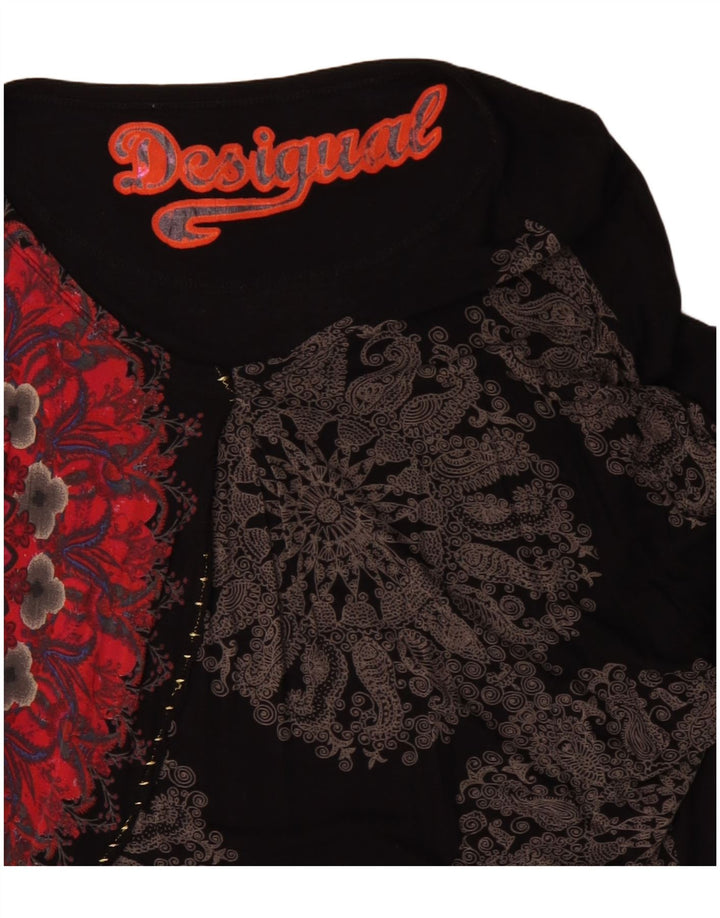 Desigual Kvinders Oversized grafisk Top Langærmet UK 16 Large Black Floral