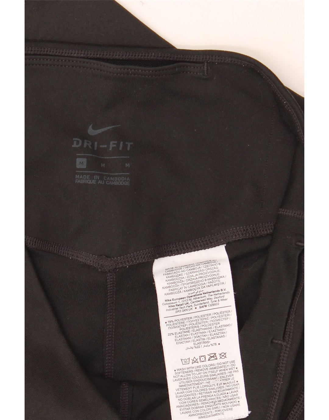 NIKE Dame Dri Fit Leggings UK 12 Medium Sort Polyester