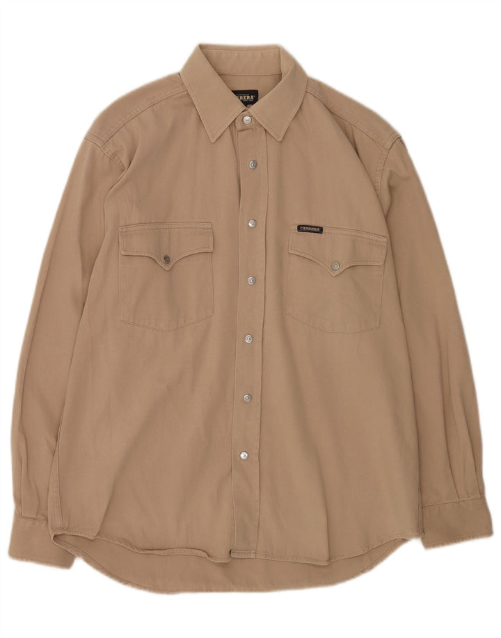 Carrera herreskjorte medium brun bomuld
