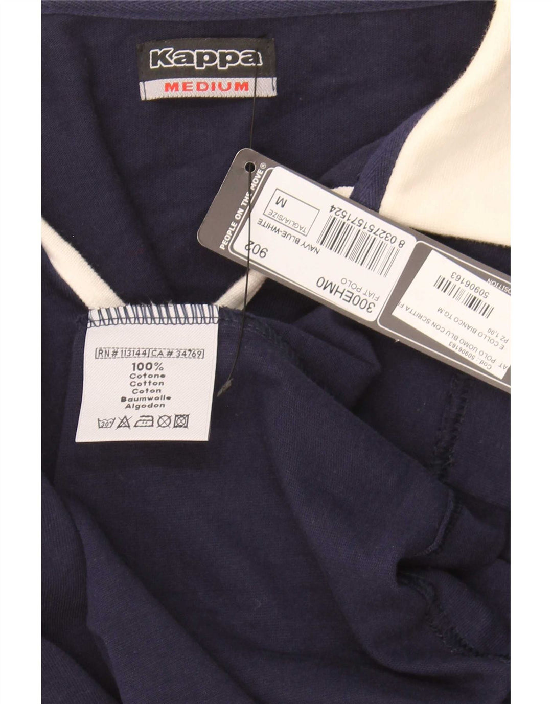 Kappa Herre Grafisk Rugby Polo Shirt Medium Navy Blue Colourblock