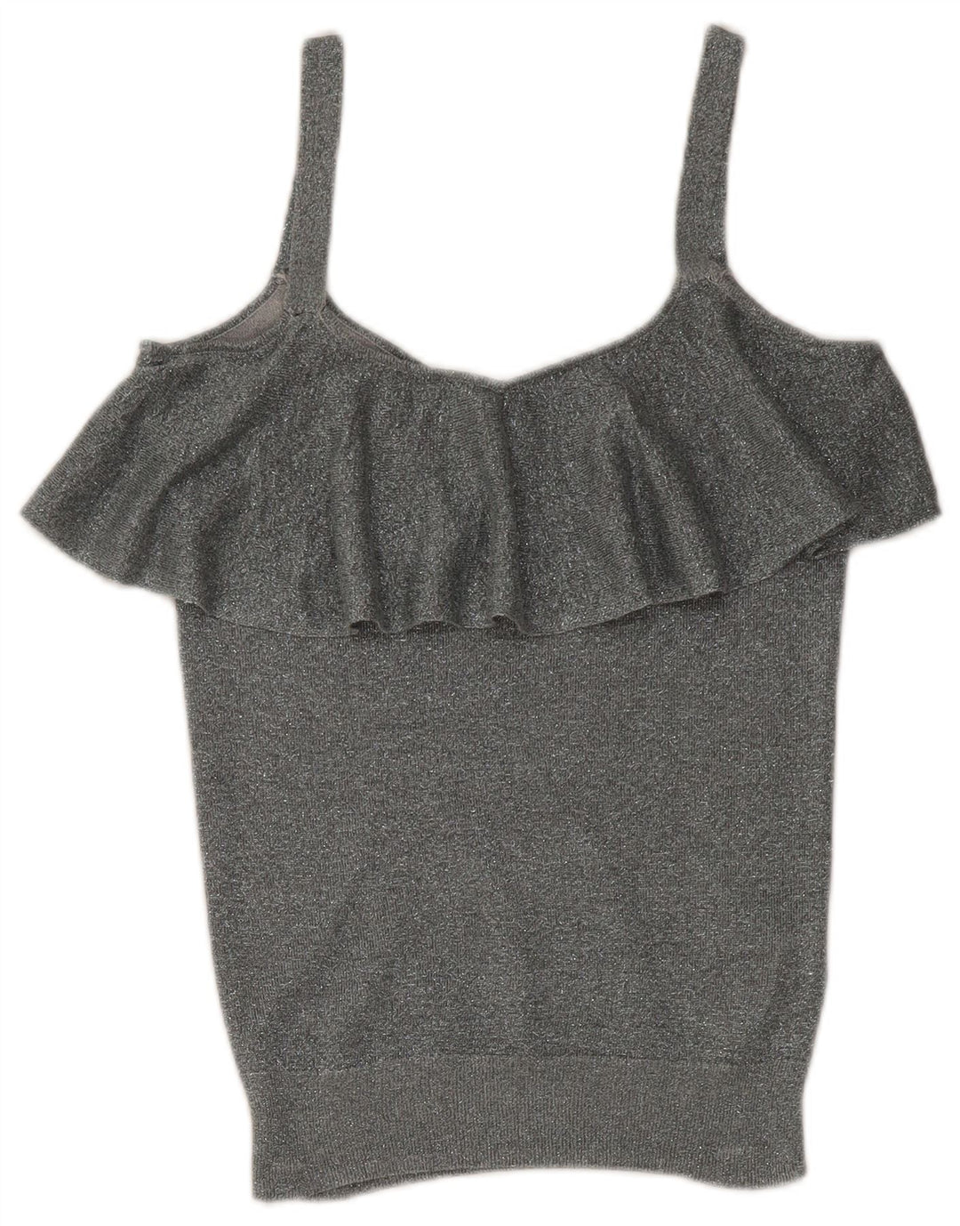 Oasis Womens Crop Cami Top UK 6 XS Silver Flecked Viscose