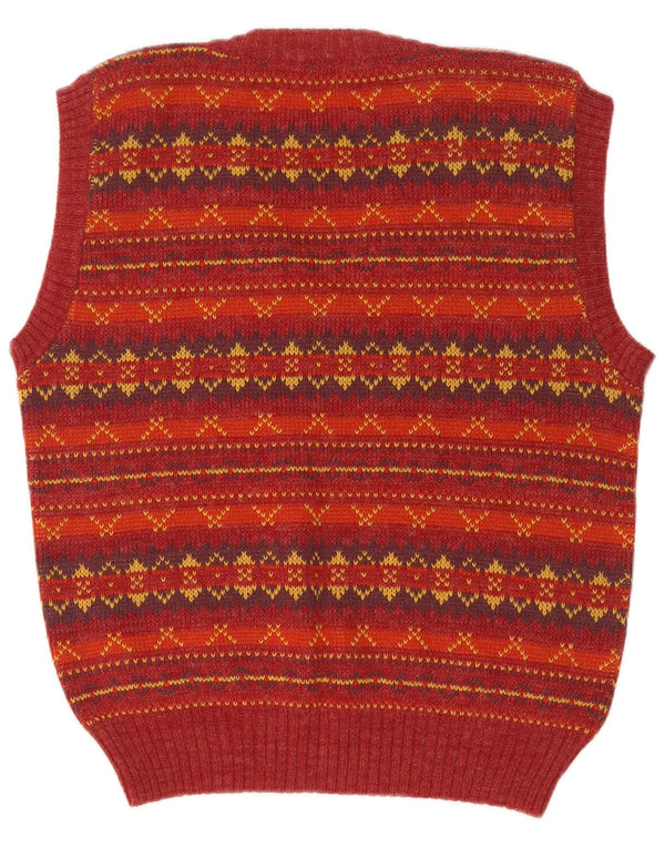 Vintage Dame Vest Tank Top UK 14 Medium Red Fair Isle