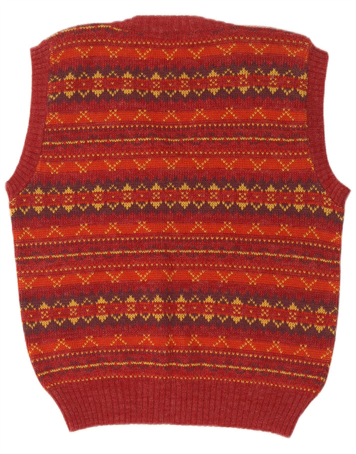 Vintage Dame Vest Tank Top UK 14 Medium Red Fair Isle
