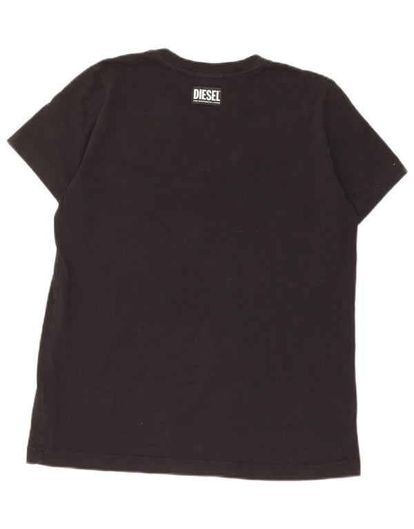 Diesel Dame Grafisk T-Shirt Top UK 10 Small Black Bomuld