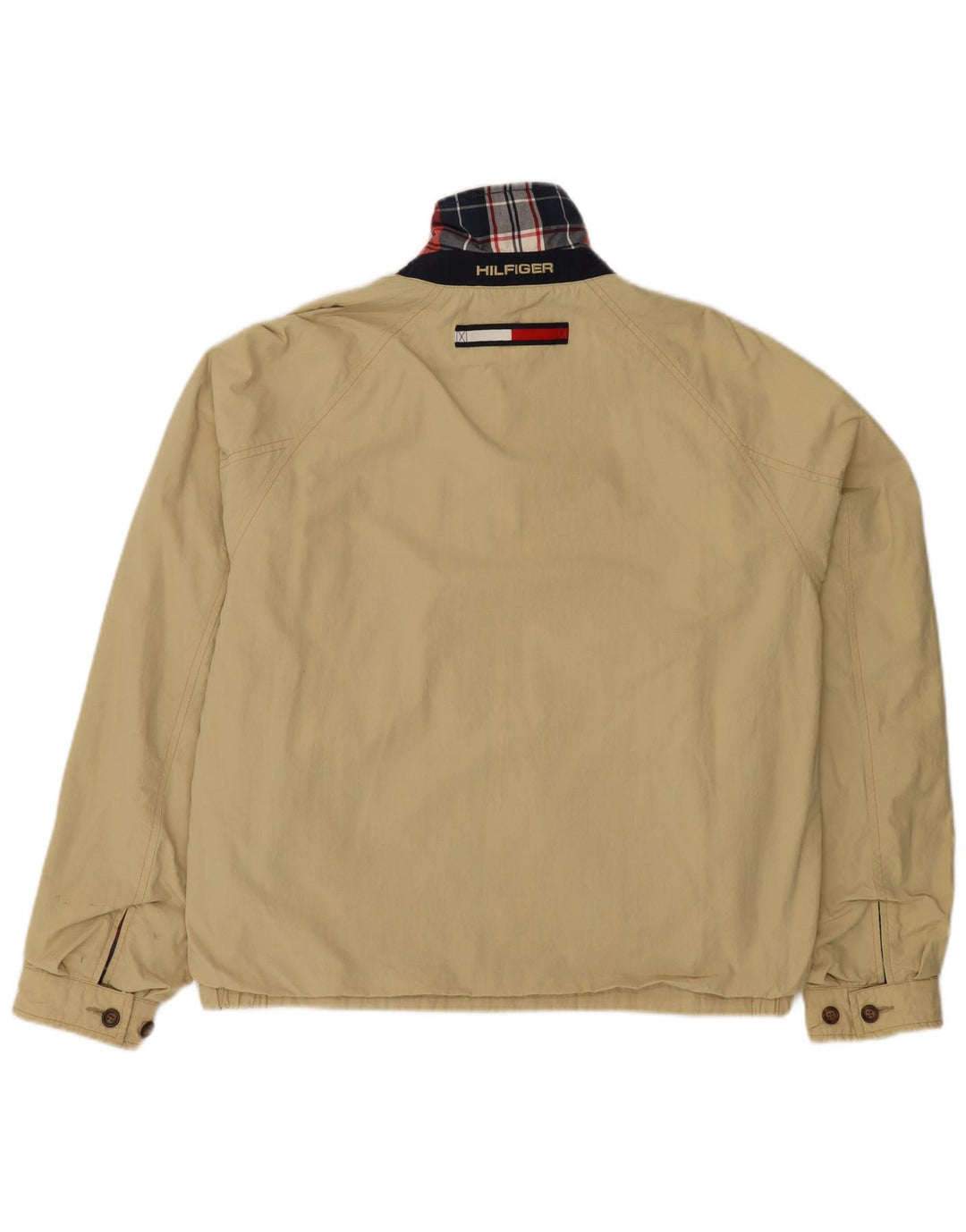 TOMMY HILFIGER Vendbar herrejakke UK 38 Mellem marineblå ternet nylon