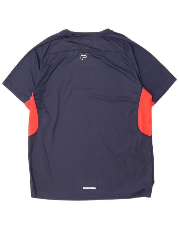 Fila Herre Grafisk T-Shirt Top XL Navy Blue Colourblock