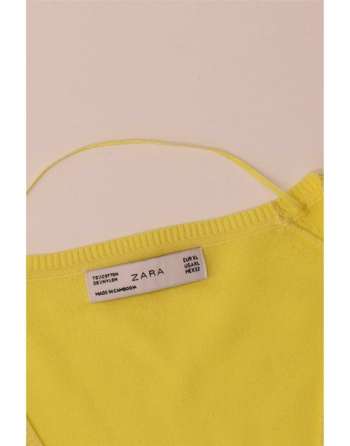 Zara Dame Cardigan Sweater UK 18 XL Gul