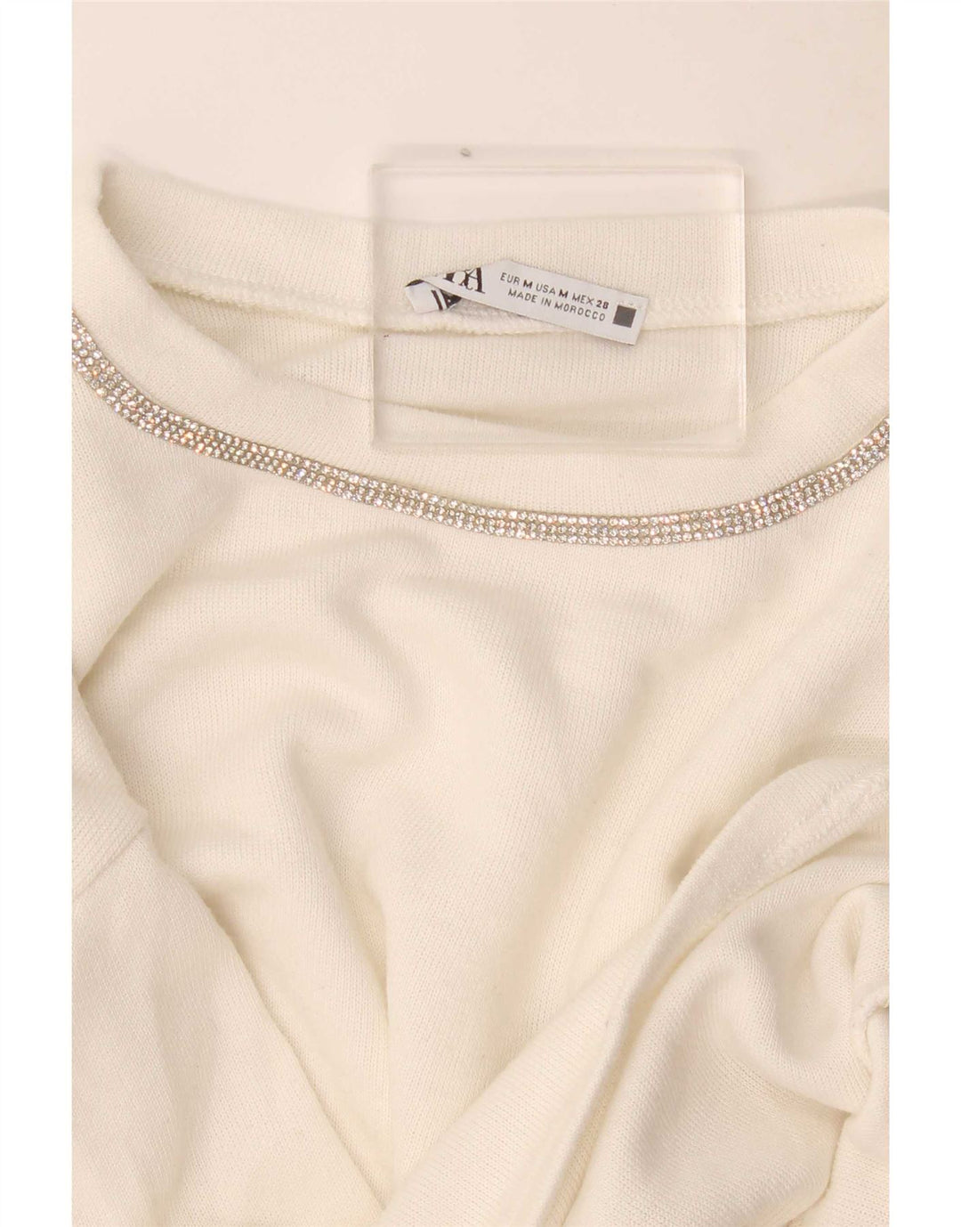 Zara Womens Crop Oversized Top Langærmet UK 14 Medium White