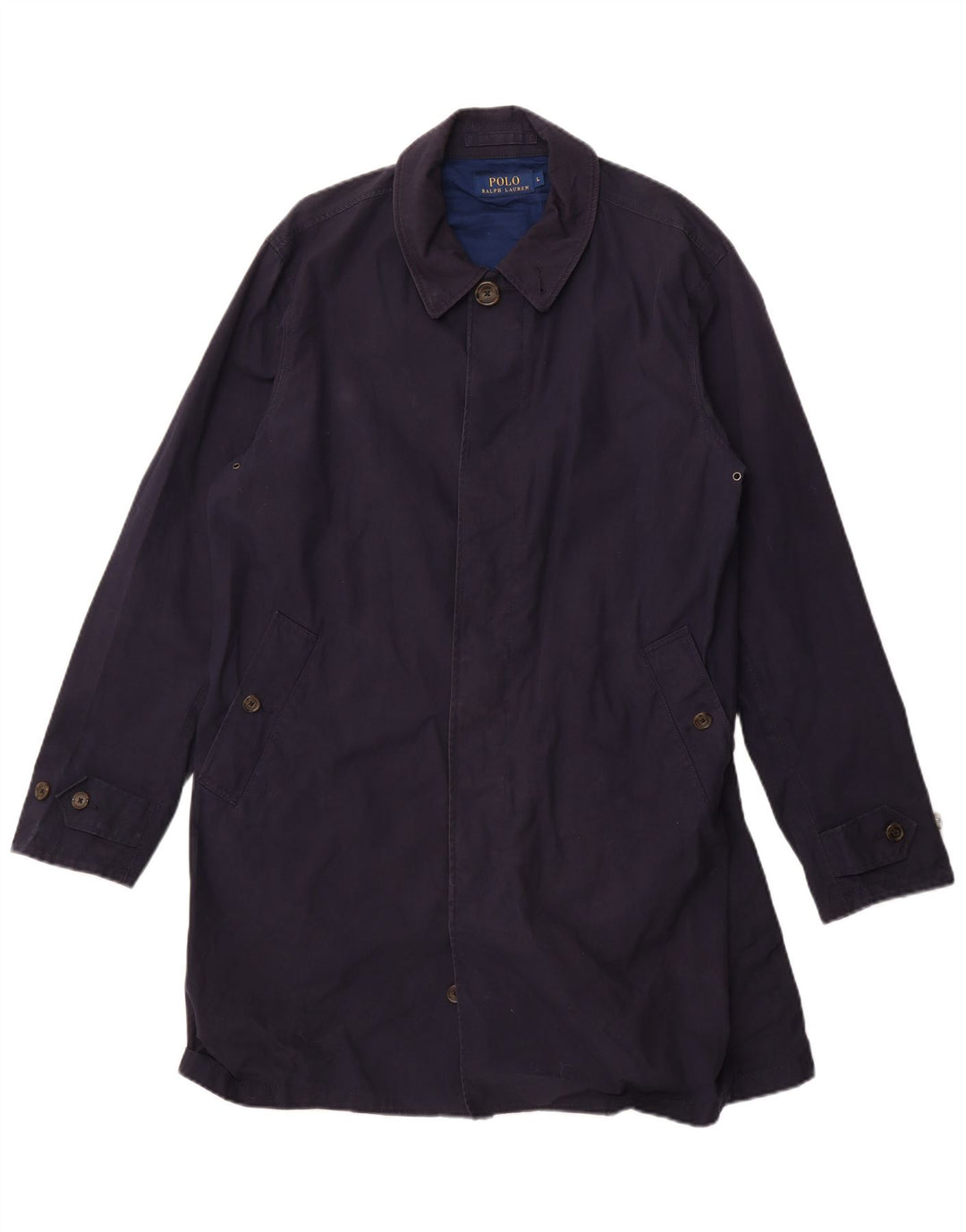 Polo Ralph Lauren Dame Overfrakke UK 16 Stor Marineblå Bomuld