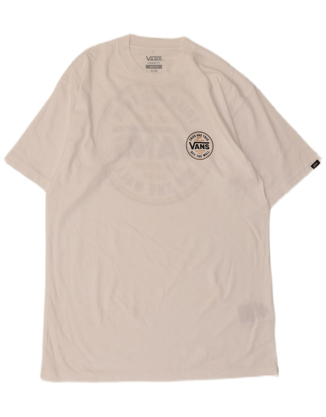 VANS Mens Classic Fit Graphic T-Shirt Top Medium White Cotton
