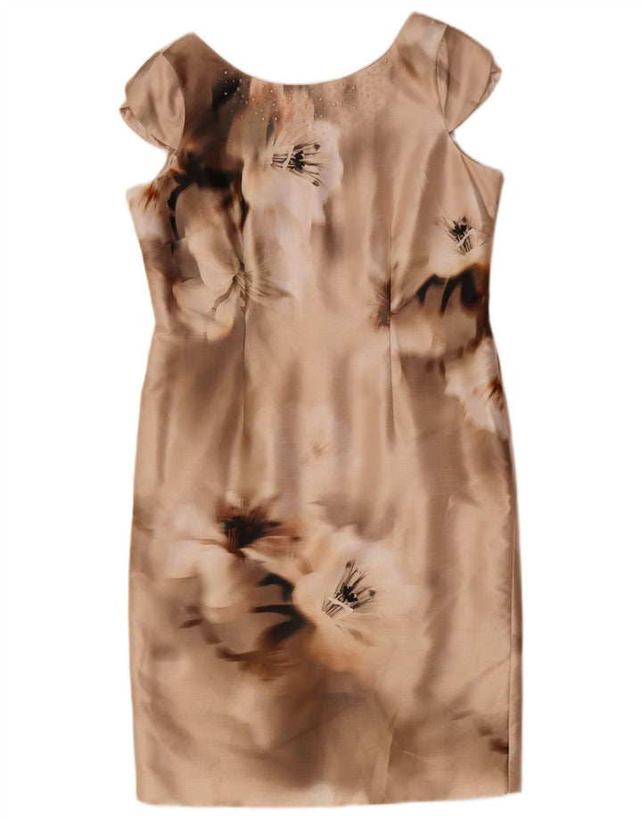 JAQUES VERT Womens Sheath Dress UK 16 Large Beige Floral Polyester