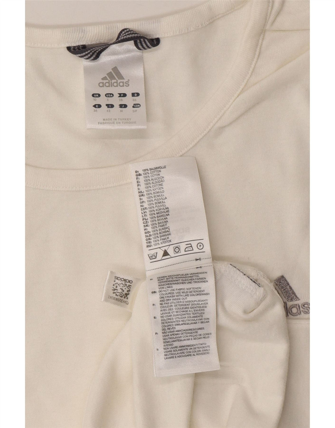 ADIDAS Dametop Langærmet UK 10 Small White Bomuld