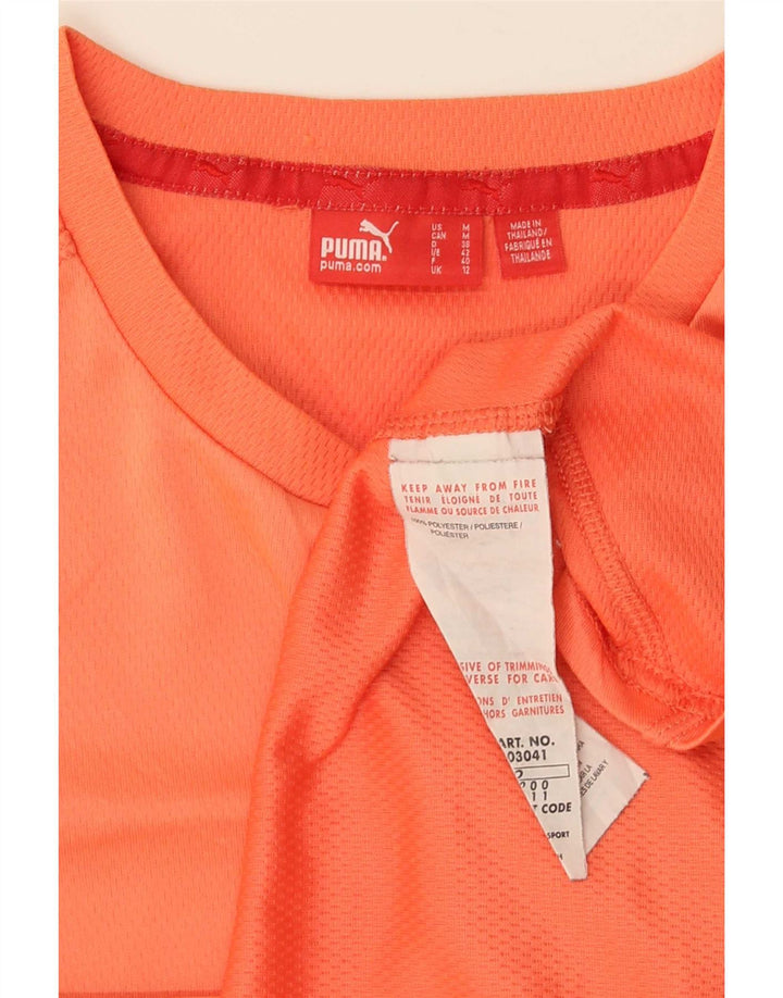 Puma T-Shirt Top UK 12 Medium Orange Polyester