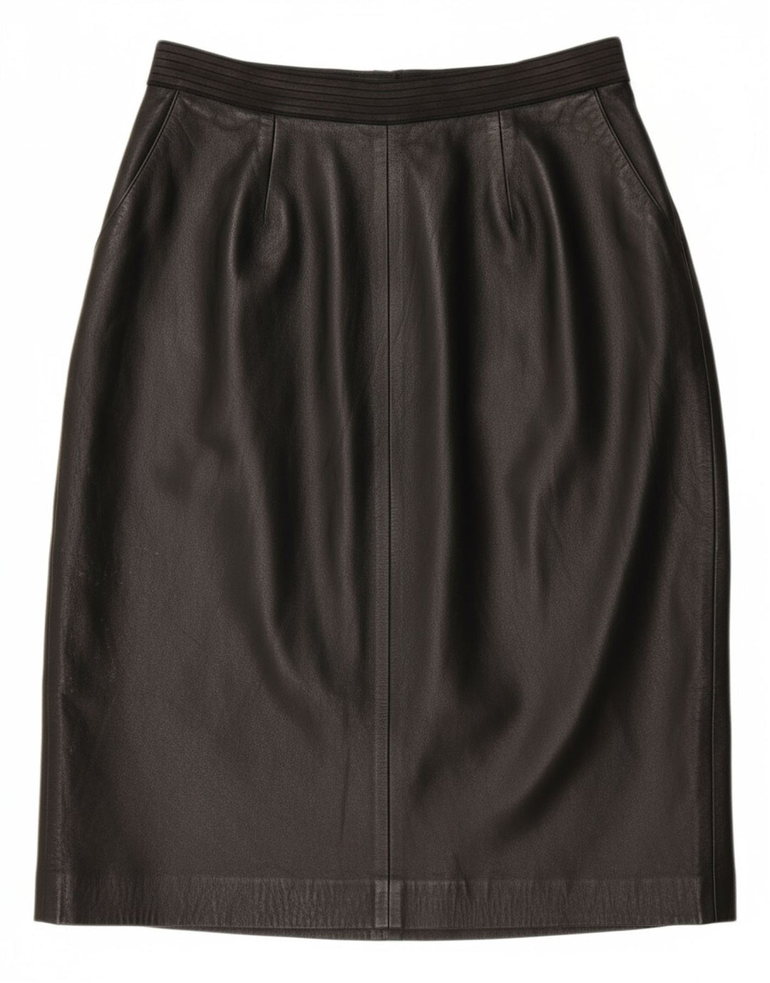 VINTAGE Womens Leather Skirt W32 Large Black