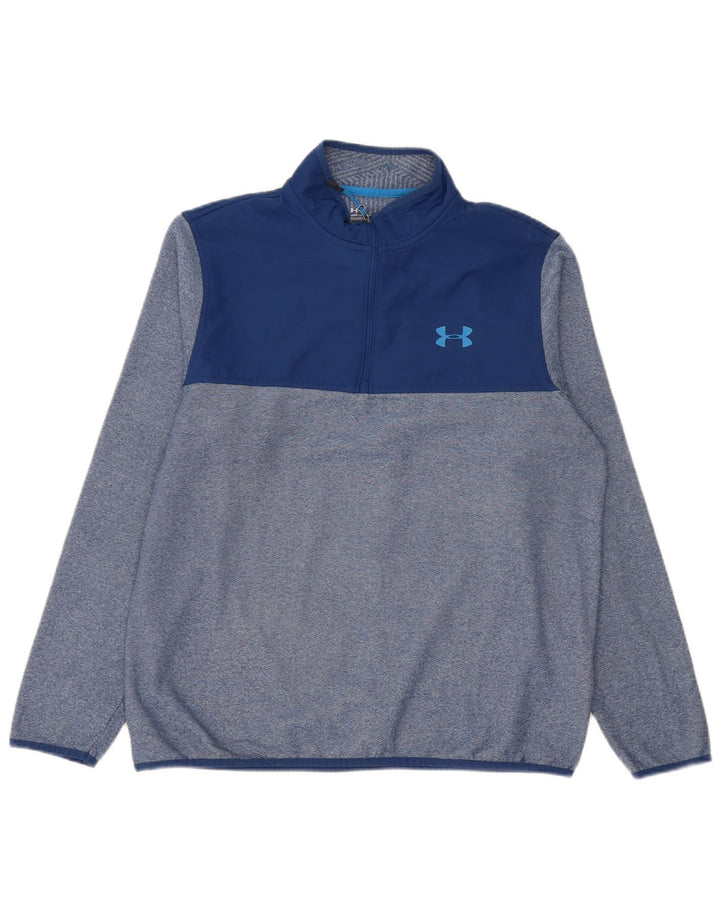 Under Armour Herre Cold Gear Pullover Træningsdragt Top Stor Blå Stribet