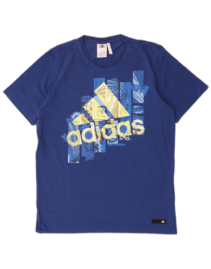 Adidas Herre Climalite grafisk T-shirt top mellem marineblå bomuld