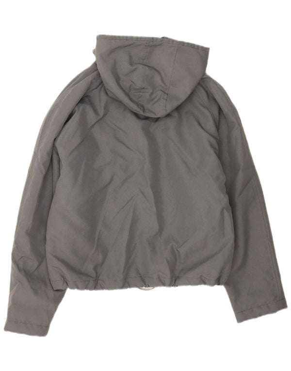 Vintage Dame Hætte Oversized Windbreaker Jacket UK 10 Small Grey Nylon
