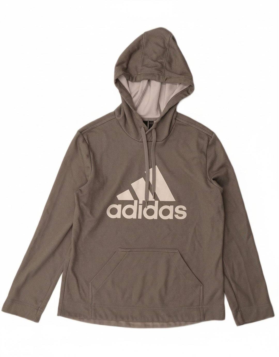 ADIDAS Womens Aeroready Graphic Hoodie Jumper UK 14 Medium Grey Polyester