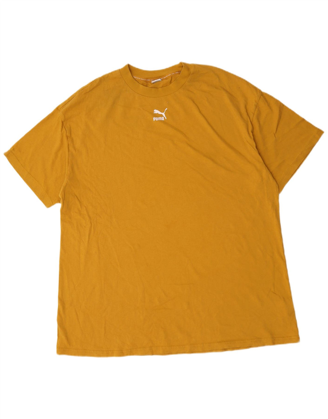 Puma Herre Loose Fit T-Shirt Top Medium Gul Bomuld