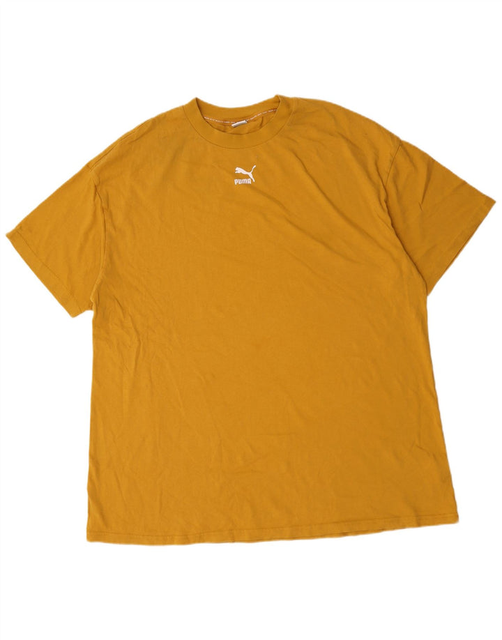 Puma Herre Loose Fit T-Shirt Top Medium Gul Bomuld