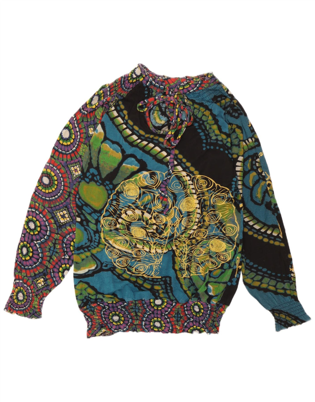 Desigual kvinders abstrakt mønster bluse Top UK 14 Medium Flerfarvet