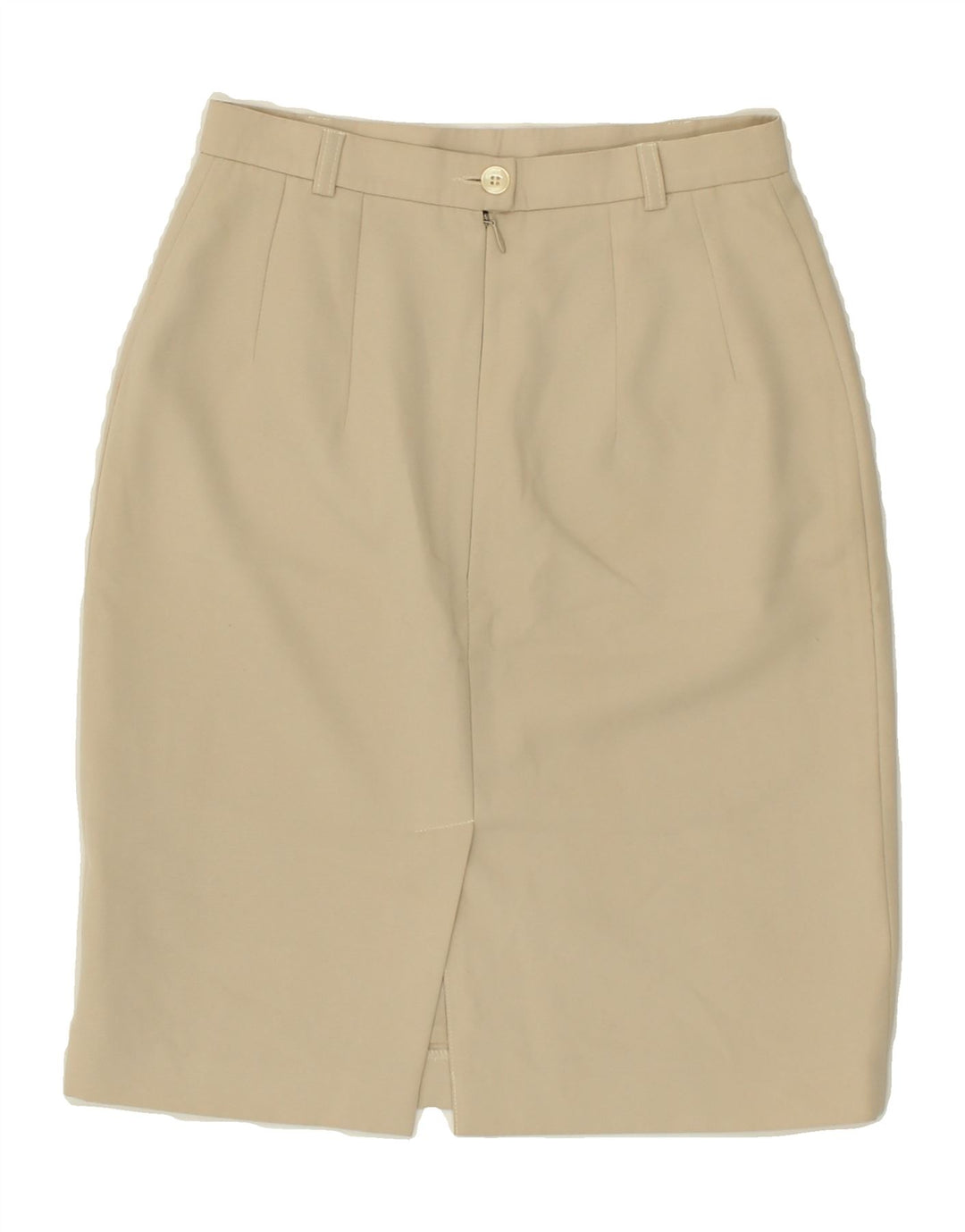 VINTAGE Womens Pencil Skirt UK 8 Small W24 Beige Polyester | Vintage Vintage | Thrift | Second-Hand Vintage | Used Clothing | Messina Hembry 